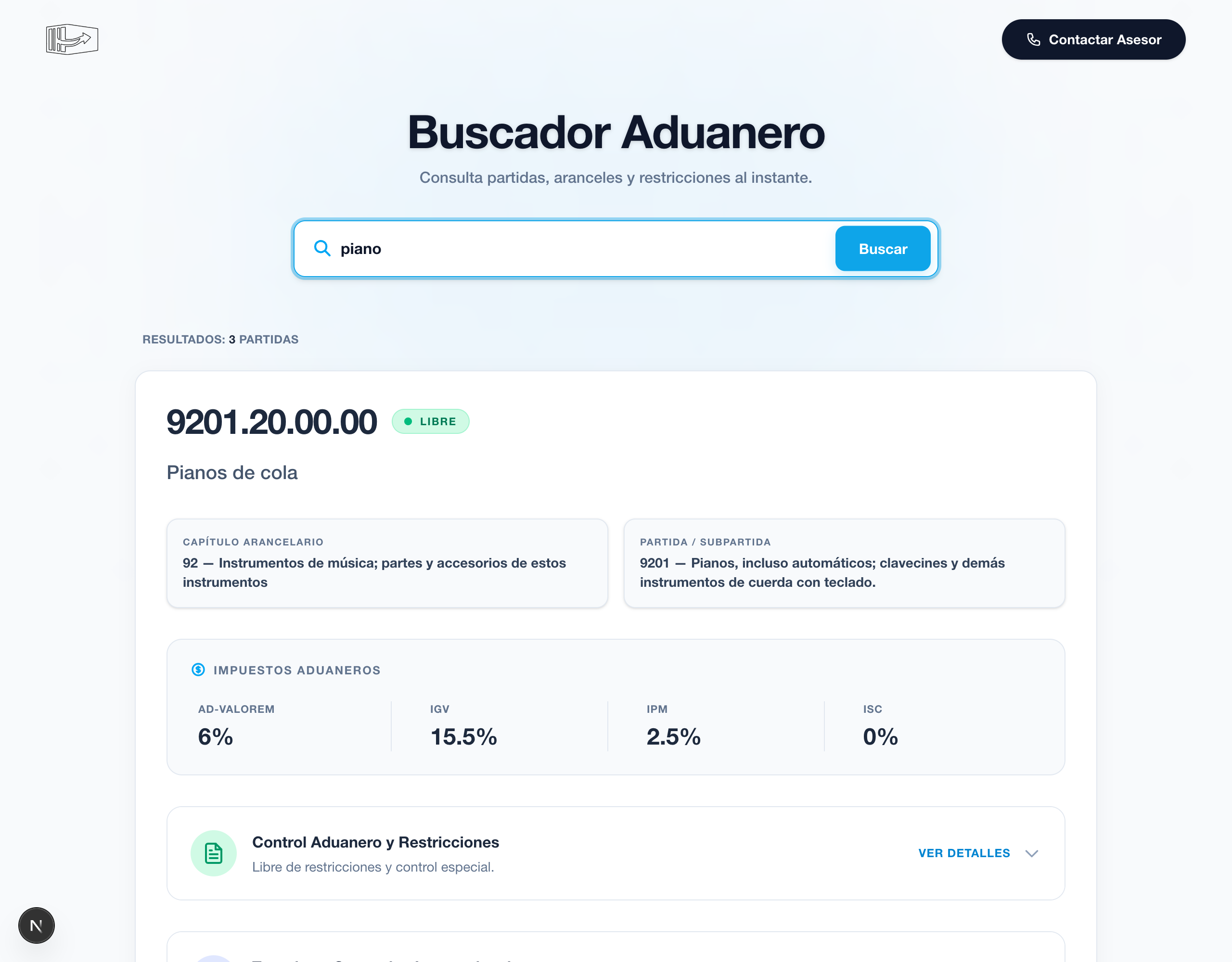 Buscador en acción